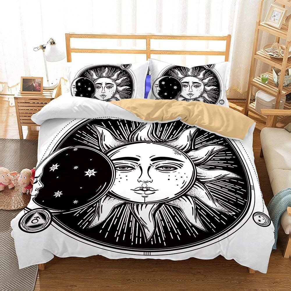 Lightweight Boho Sun Moon And Stars 3d Bedding Set Duvet Cover Set