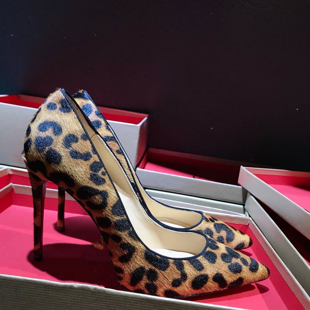 leopard print heels with red bottom