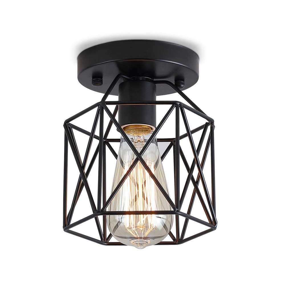 2019 Retro Vintage Industrial Rustic Flush Mount Ceiling Light Metal Cage Lamp Shade E26 E27 Pendant Light For Hallway Bedroom From Flymall 15 55