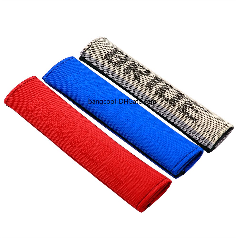 Car Seat Belt Covers Leather Shoulder Pads Red Embroidery Mercedes Benz