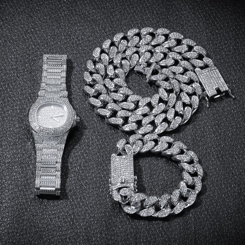 gold chain silver watch