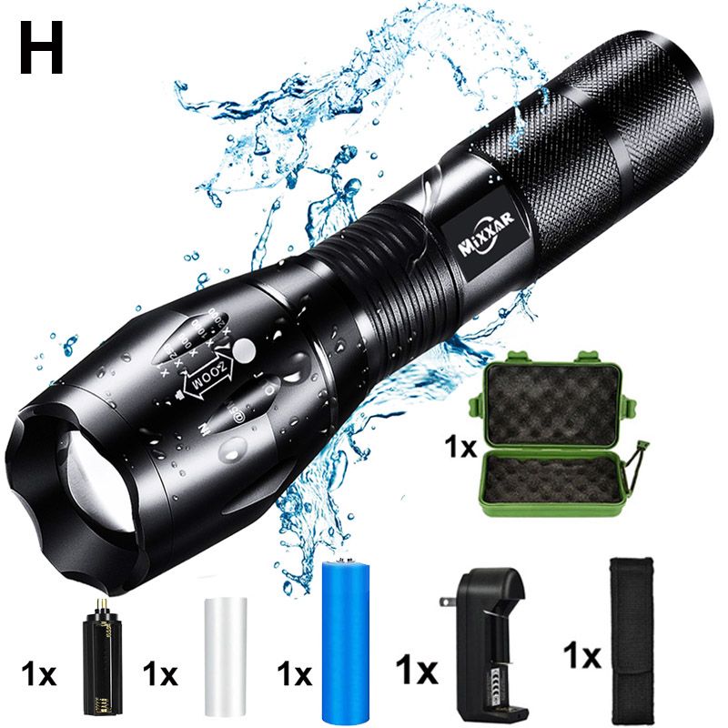 1*Flashlight+1*Battery+Charger+Cover+Box