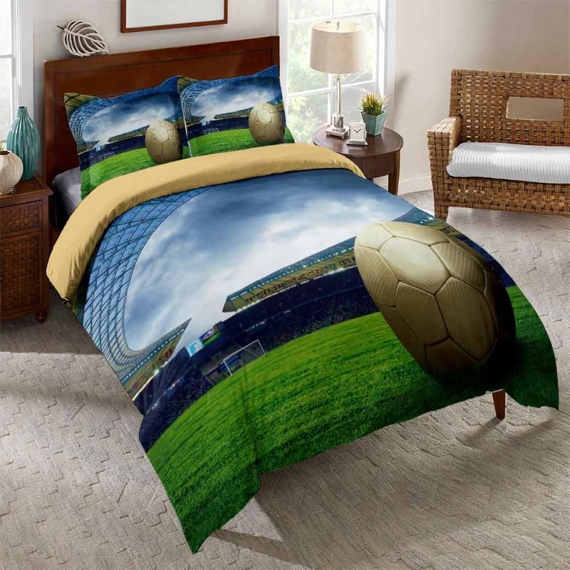 Football Field Sports Bedding Set Bedroom Decor Duvet Covers Boys Teens ...