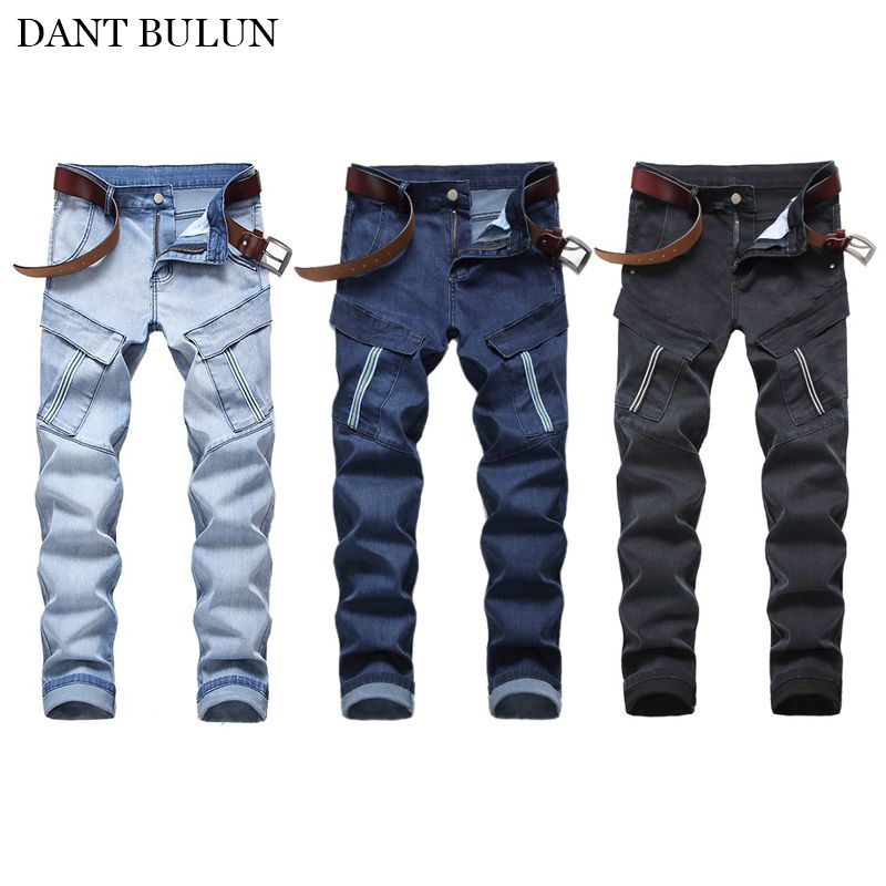 2021 Men Jean Cargo Pants Multi Pockets Elastic Denim Jeans Homme Hombre Trousers Hip Hop Jeans Men Joggers Black Blue Autumn Pants From Xisibeauty 46 65 Dhgate Com