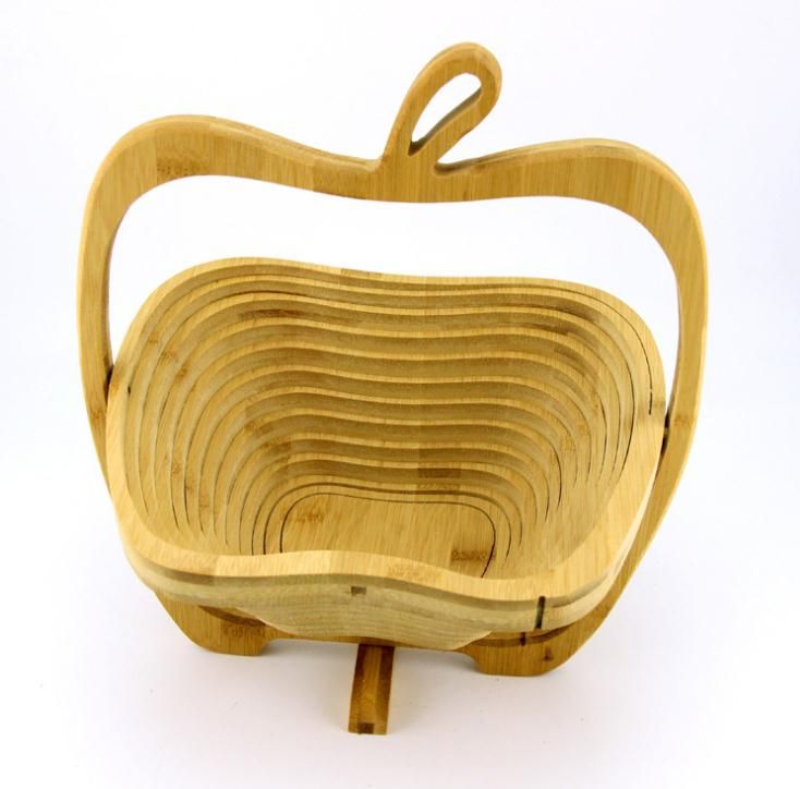 2020 popular wooden vegetable basket with handle apple shape fruit