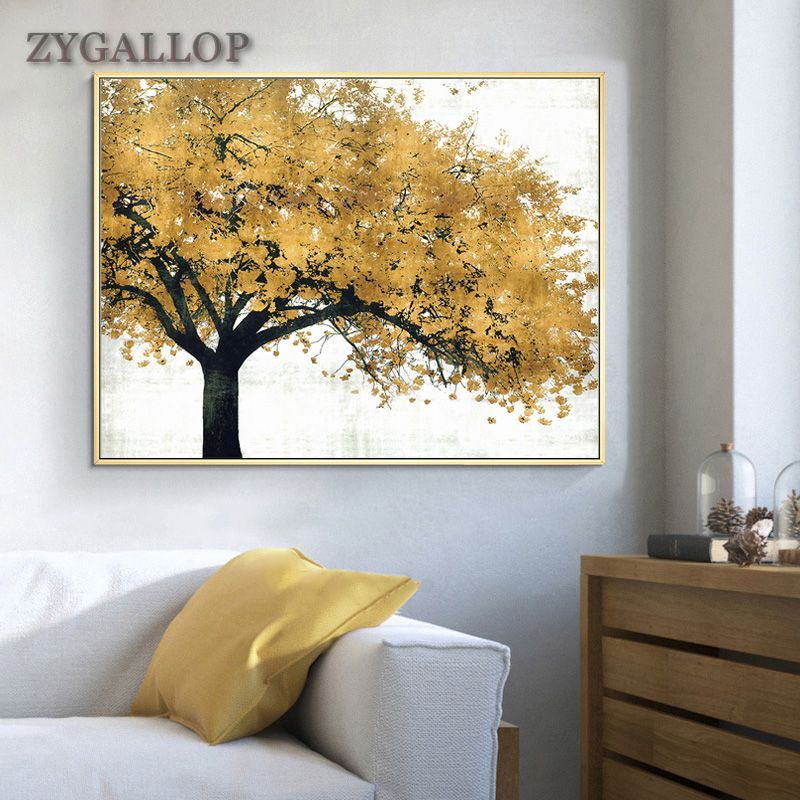 2020 Golden And Silver Abstract Tree Wall Art Canvas Painting For Living Room Wall Poster And Prints Scandinavian Home Decor Pictures From Z793737893 6 69 Dhgate Com