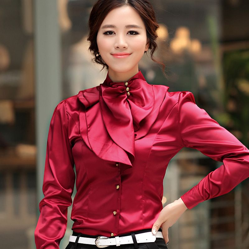 Hover rare stimulate New Luxury Women's Runway Silk Shirts Long Sleeve Ruffled Stand Collar Fashion Ladies Designer Blouses Plus Hover rare stimulate New Luxury Women's Runway Silk Shirts Long Sleeve Ruffled Stand Collar Fashion Ladies Designer Blouses Plus