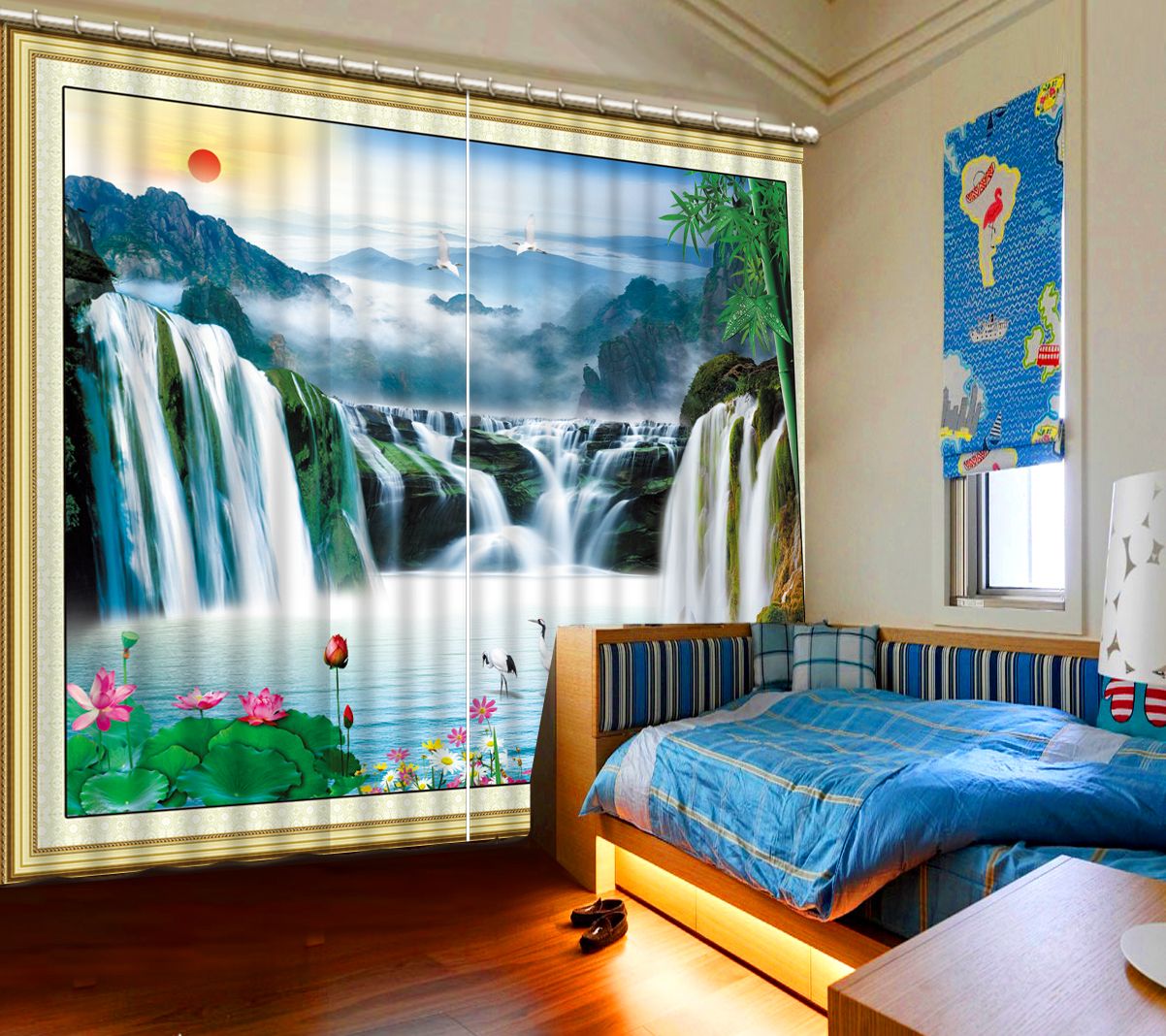 compre cortinas chinas modernas de impresion naturaleza paisaje cortinas 3d para sala de estar dormitorio blackout 3d foto cortina decoracion para el