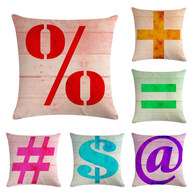 Symbol Series Throw Pillow Case Decorative Linen Pillowcase Kids