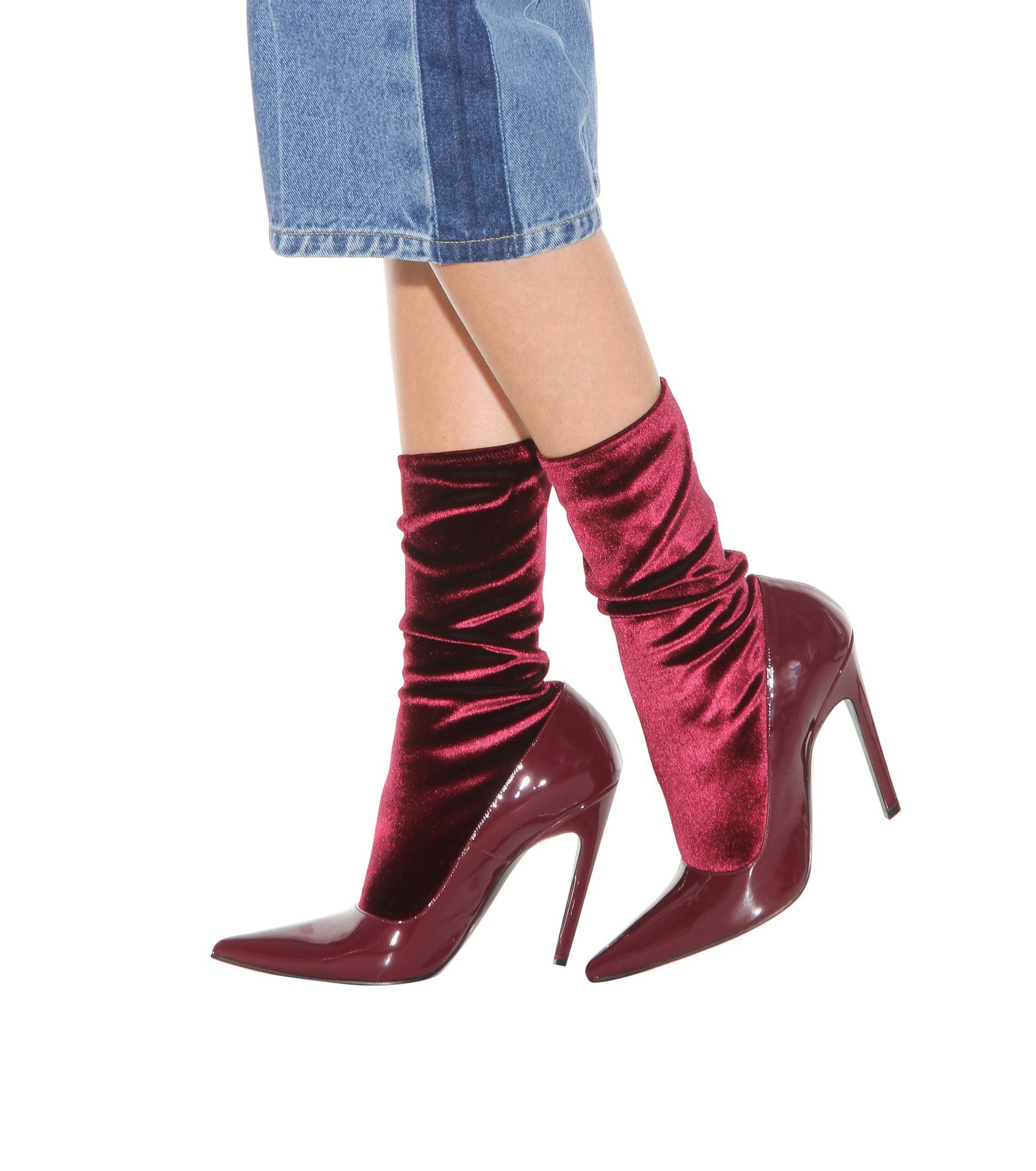 wine patent ankle boots