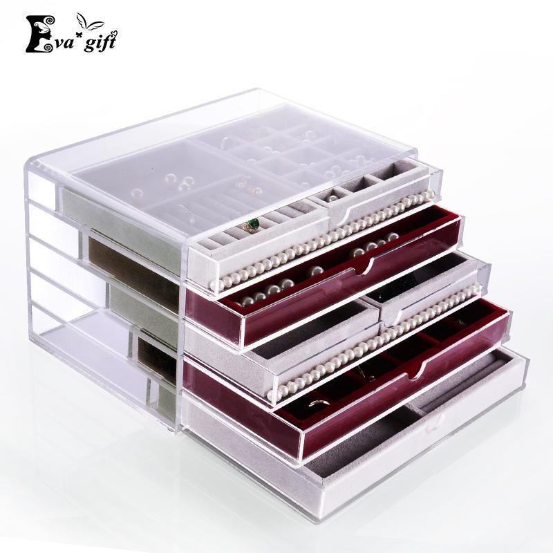 2019 Diy Acrylic Jewelry Drawers Box Storage Ring Necklace