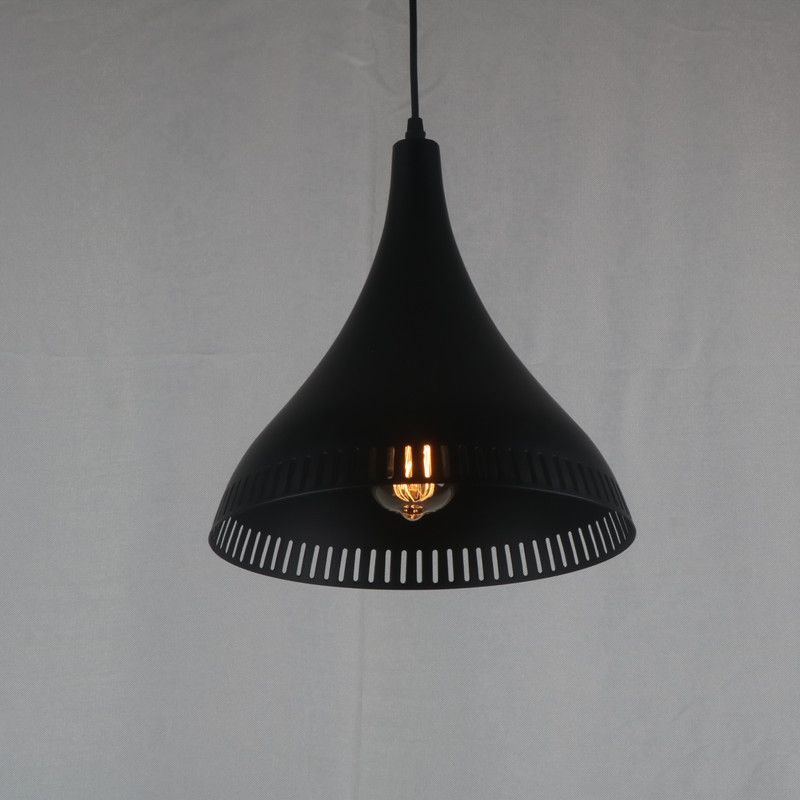 Vintage Retro D30cm Matte Black Metal Pendant Light Dinning Room