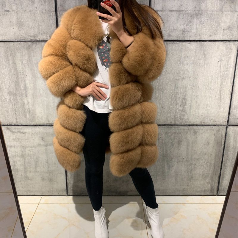Compra Señora De Las Mujeres Abrigo De Piel Abrigo De Piel Verdadera Piel  De Zorro Natural De Ropa Exterior T191204 Barato | Entrega Rápida Y Calidad  | Es.Dhgate