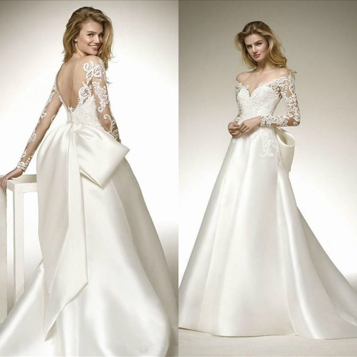 DiscountLong Sleeve Wedding Dresses Satin Elie Saab 2020