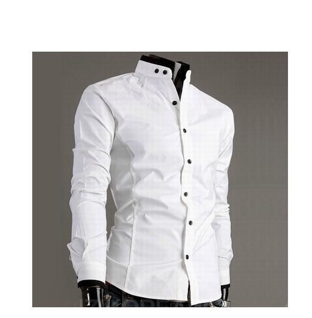 2020 Fashion Stand Up Collar Long Sleeved Shirt Collar Hit Color Cotton