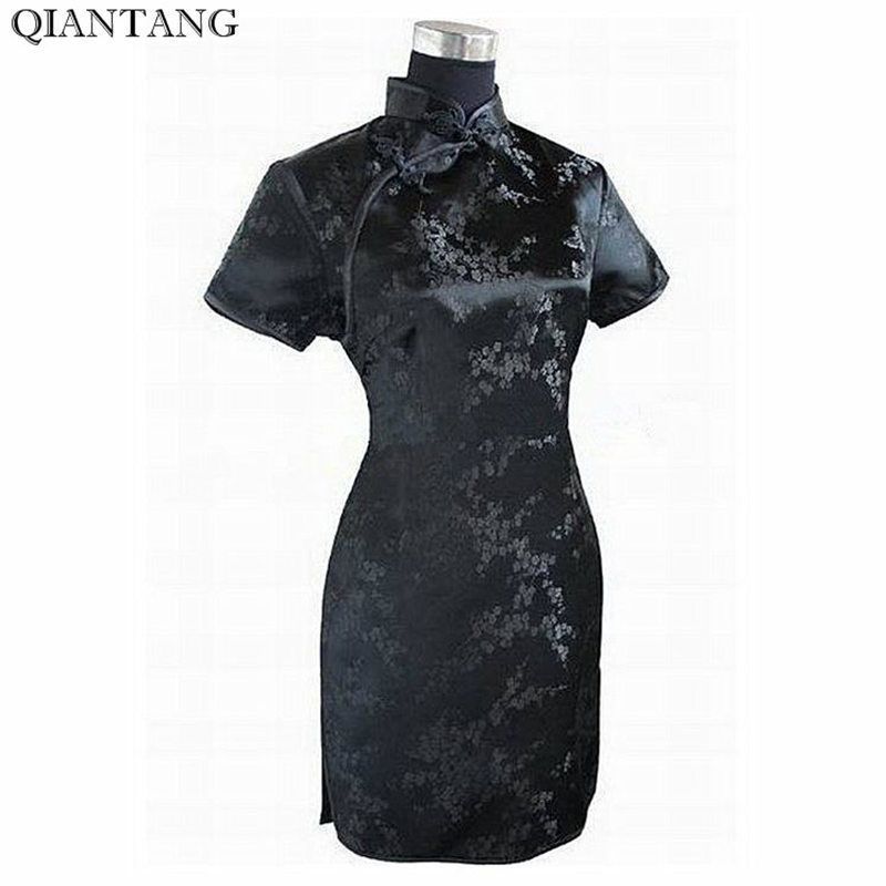 Compra Negro Vestido Chino Tradicional Mujer Vestido Mujer Satén Qipao Mini  Cheongsam Tamaño De La Flor S M L Xl Xxl Xxxl 4xl 5xl 6xl J4039 Y19051001  Barato | Entrega Rápida Y