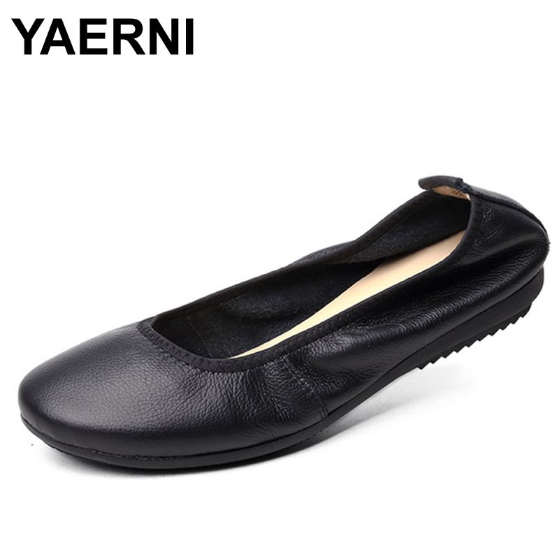 foldable leather ballet flats