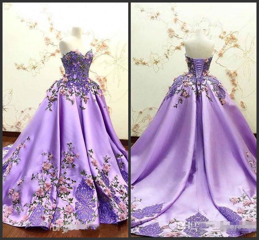 purple and yellow prom dress