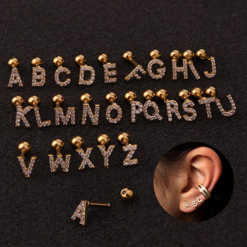 1pc Dainty 26 Letras En Inglés Cz Drapeado Pendientes De Con 1pc Dainty 26 Letras En Inglés Cz Drapeado Pendientes De Con