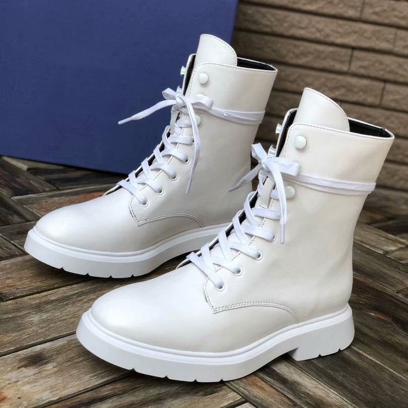 flat white leather boots