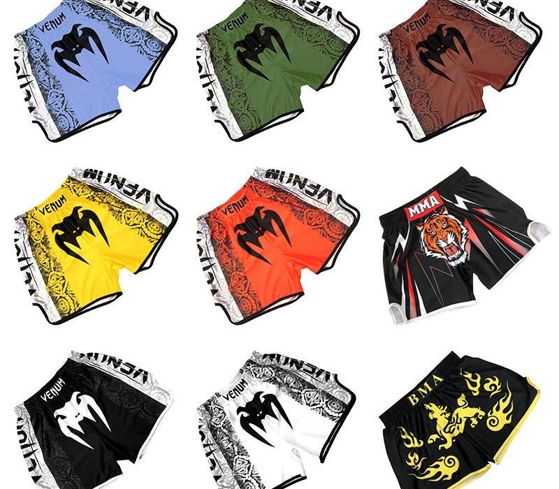 Muay Thai Kickboxing Trunks Boxing MMA fitness Training Pants Black White New