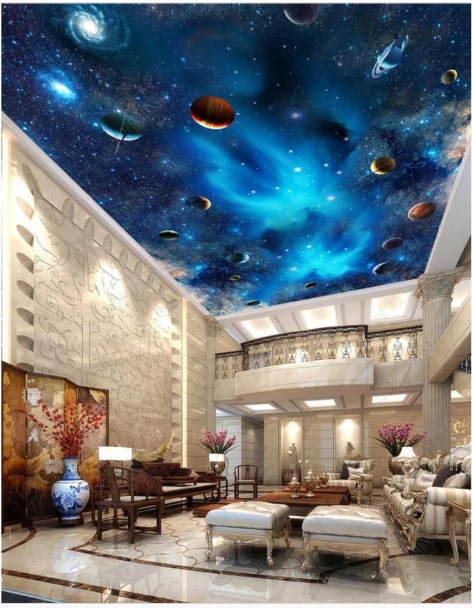 Customized Large 3d Photo Wallpaper 3d Ceiling Murals Wallpaper Space Milky Way Vast Starry Sky Interstellar Ceiling Zenith 3d Mural Decor Photos