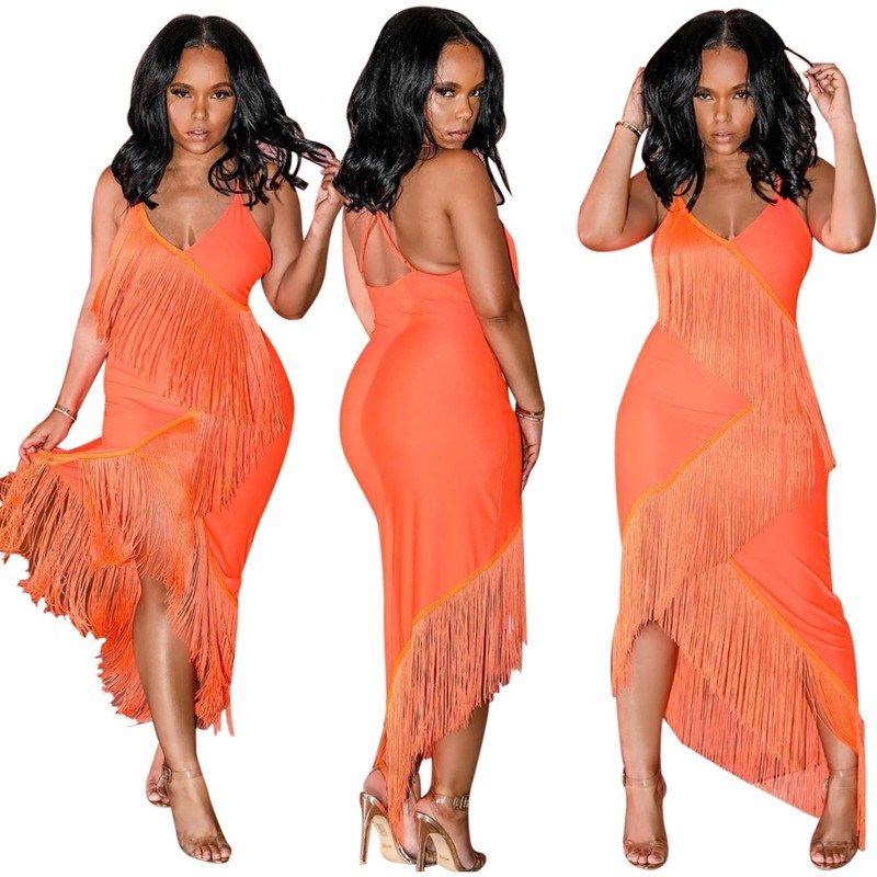 black tassel maxi dress