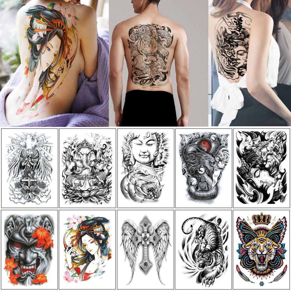 48*34cm TB Cool Big Large Full Back Waterproof Temporary Body Art Tattoo Buddha Dragon Tiger Beauty Elephant Tattoo Sticker for Chest Design 48*34cm TB Cool Big Large Full Back Waterproof Temporary Body Art Tattoo Buddha Dragon Tiger Beauty Elephant Tattoo Sticker for Chest Design
