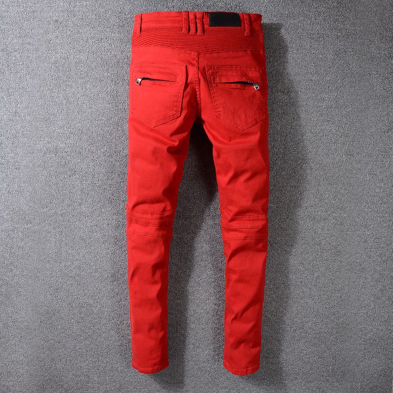 Compra Nueva Moda Hombre De Los Vaqueros Para Hombre Desteñida Zipper Jeans  Hip Hop Rasgado Pantalones Vaqueros Rojos Del Tamaño 29 42 Barato | Entrega  Rápida Y Calidad | Es.Dhgate