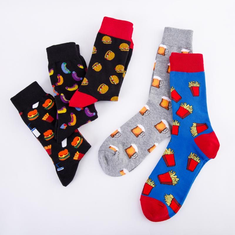 Burgers And Fries Compression Socks For Women Casual Fashion Crew Socks 