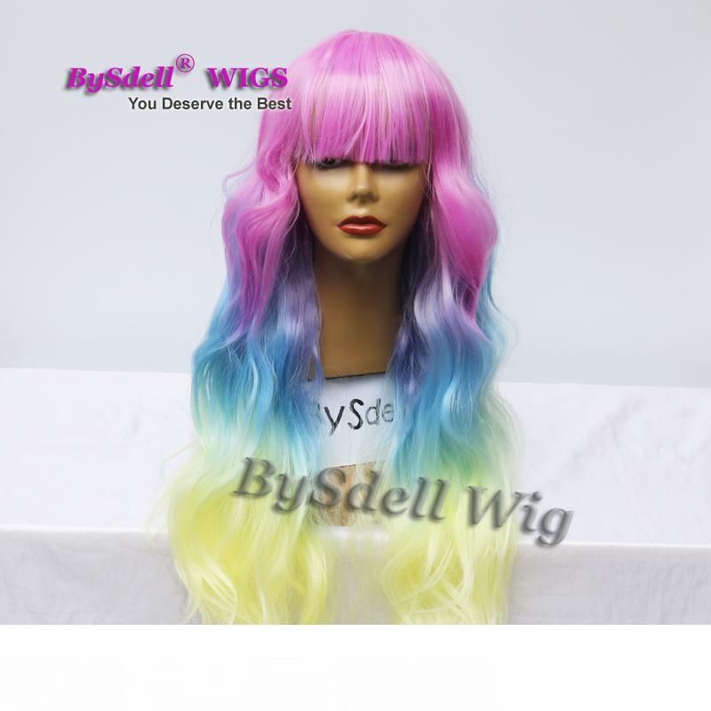 Mermaid Colorful Pastel Hair Wig Synthetic Pastel Rainbow Hair