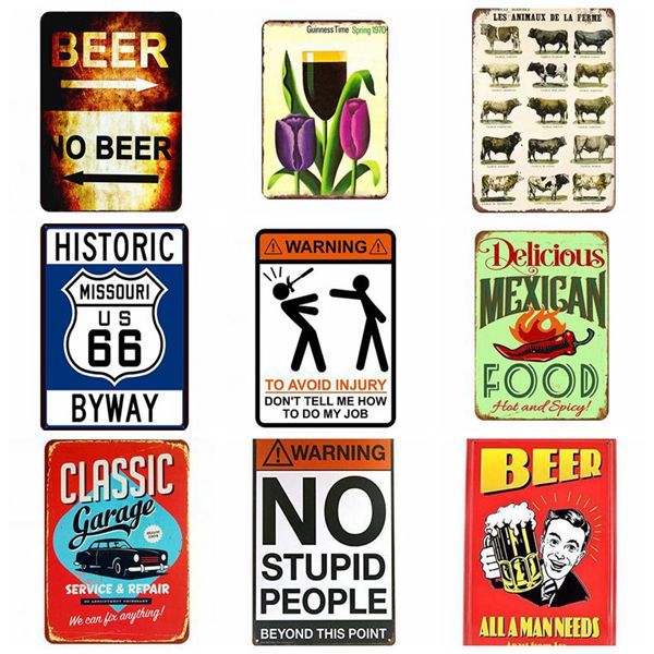 2020 Vintage Metal Tin Signs Warning Theme Coffee Menu Tea Bar