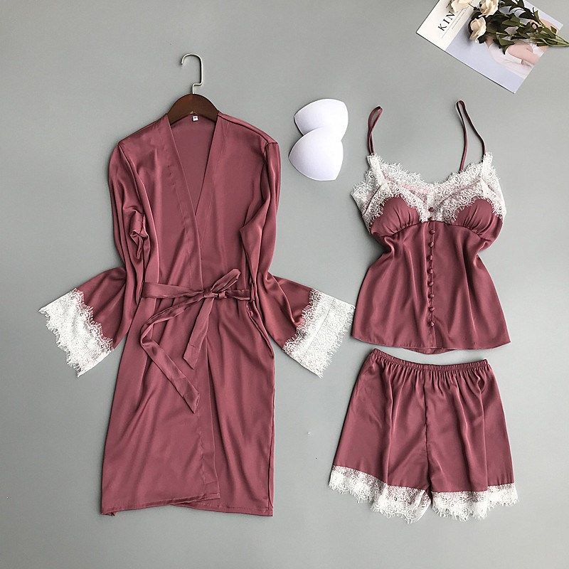 New Lace Solid Robe Set Loose Suit 