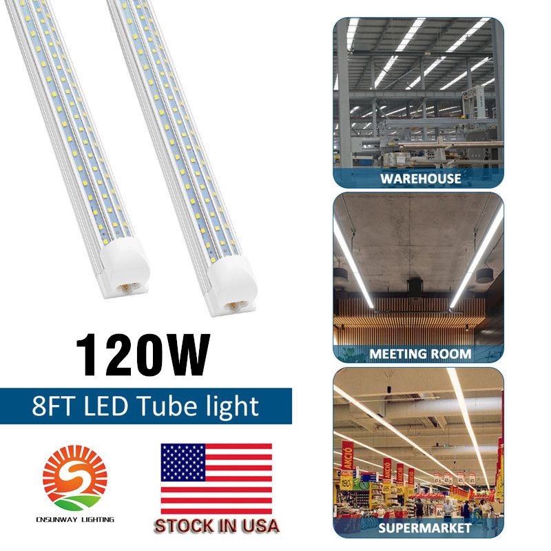 Lumières de tube LED 120W 8FT 4FT 4FT 60W Integrated T8 Tube Lights SMD2835 110LM / W Haute Couvercle transparent givré Vide CA 85-265V UL DLC