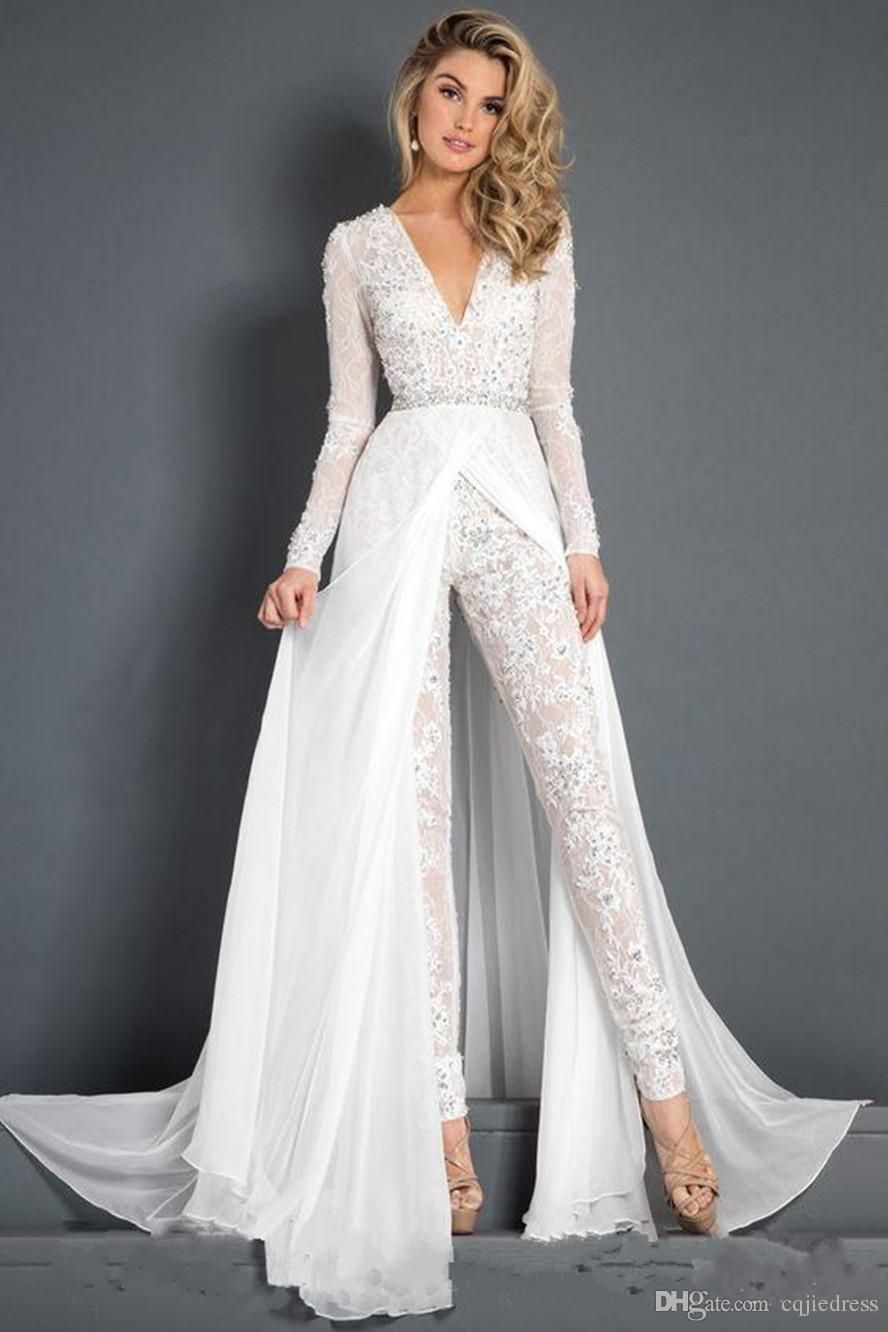 prom jumpsuit with train