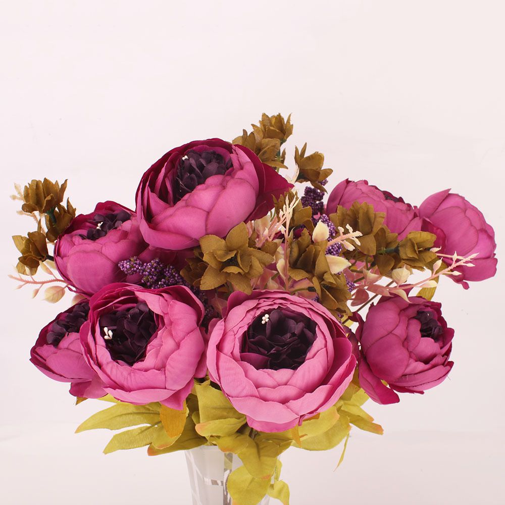 Artificial Silk Fake Flowers Peony Bridal Bouquet Home Decor Party Supplies