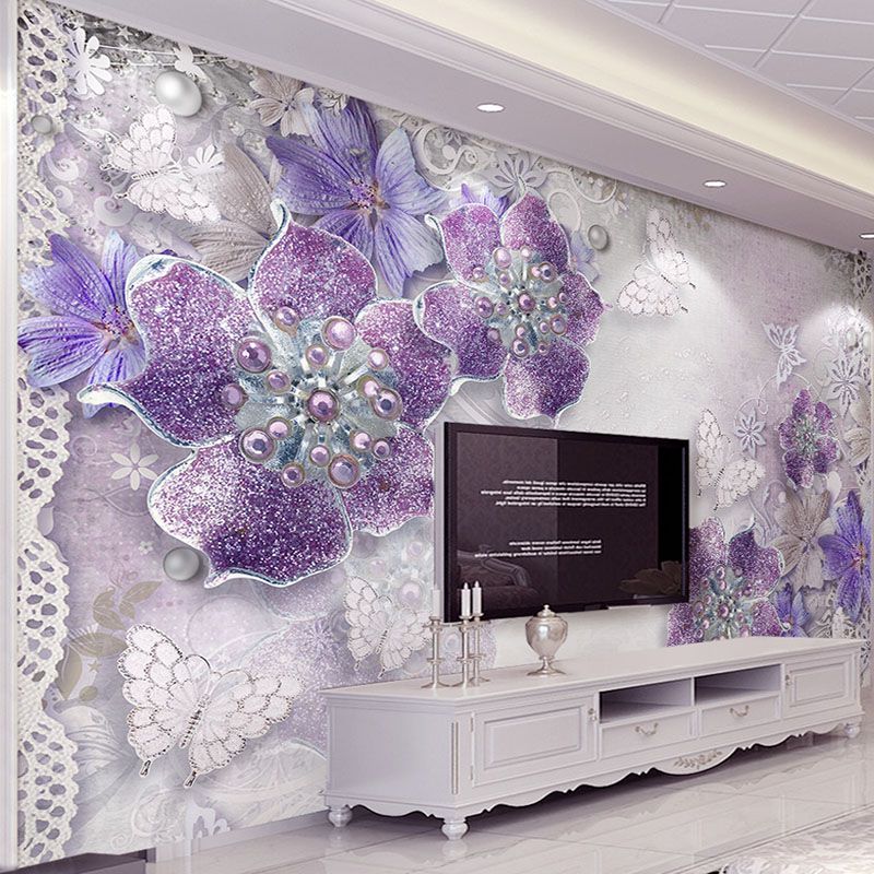 High Quality Custom 3d Stereoscopic Purple Flowers Bedroom Wallpaper Designs Tv Backdrop Wall Mural Modern Home Decor Wall Paper Wallpaper C Wallpaper