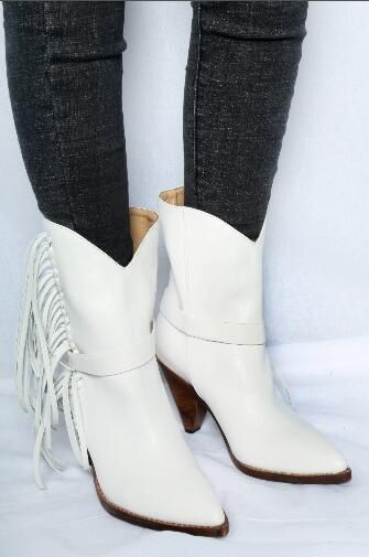 white tassel boots
