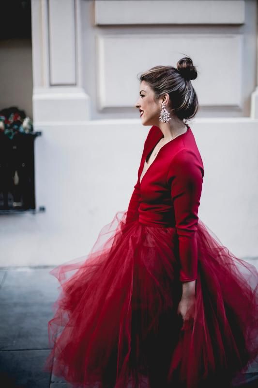 red tulle skirt outfit
