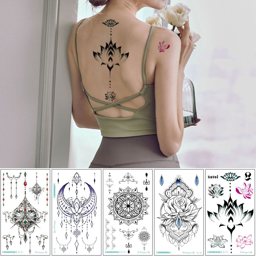 Sexy Sternum Tattoo Beauty Jewelry Pendant Henna Lotus Rose Flower Diamond Temporary Tattoo Sticker for Women Sister Party Body Art Decal 3D Sexy Sternum Tattoo Beauty Jewelry Pendant Henna Lotus Rose Flower Diamond Temporary Tattoo Sticker for Women Sister Party Body Art Decal 3D