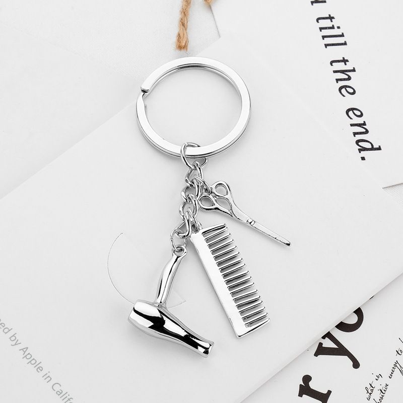 Hair Dryer and Initial Keychain Unisex Gift Personalized Hairdresser Key Ring with Scissors Hair Dryer and Initial Keychain Unisex Gift Personalized Hairdresser Key Ring with Scissors