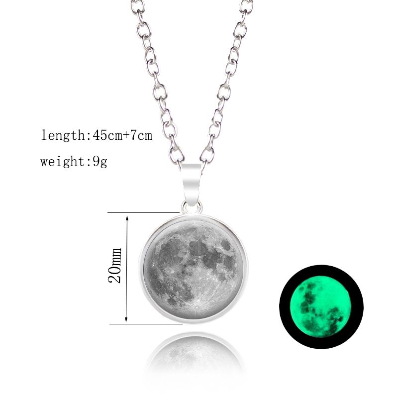 Moon Pendant Necklace Glow In The Dark Luminous Chain Women's  Men's uk