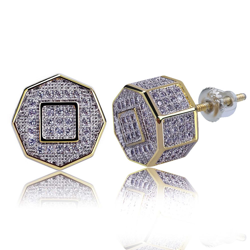 Cubic Zirconia Polygon Stud Earrings 