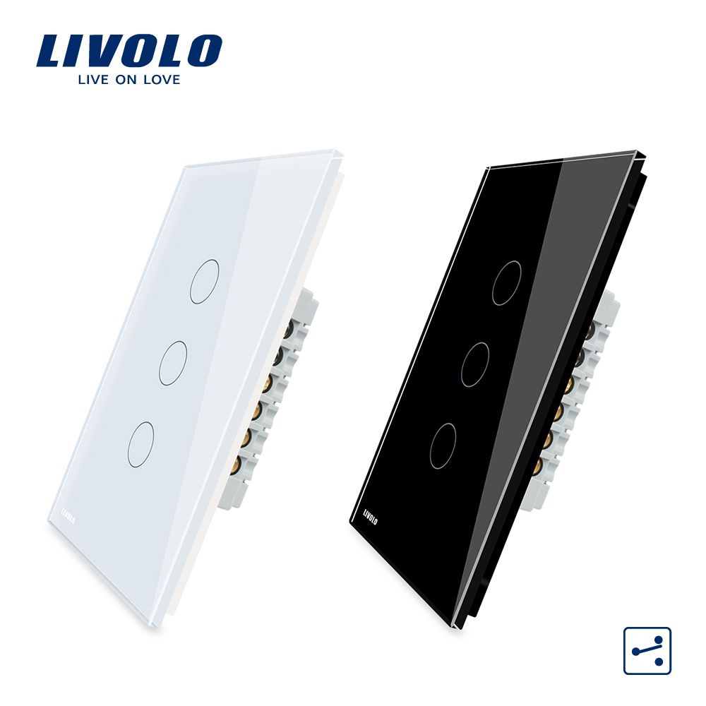 2020 Livolo Us Standard Touch Control Light Switch 3 Gang 2 Way Wall Touch Switch Ac 110 250v White Black Crystal Glass Panel From Livoloofficial