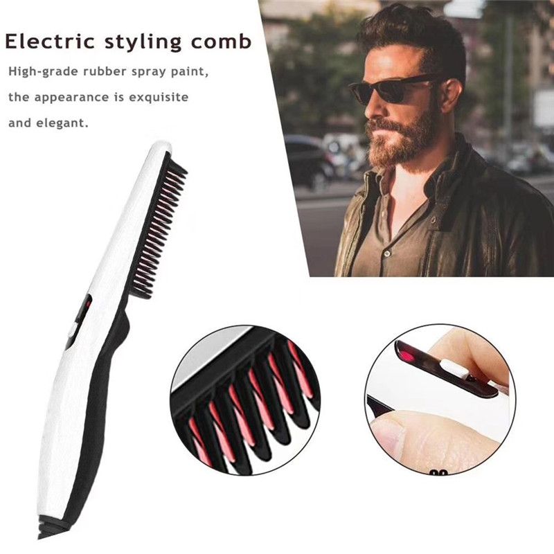 V2 Hair Curling Iron Men's All In One Ceramic Hair Styling Iron Comb Beard Straightener  Curler Set Quick Hair Styler for Men