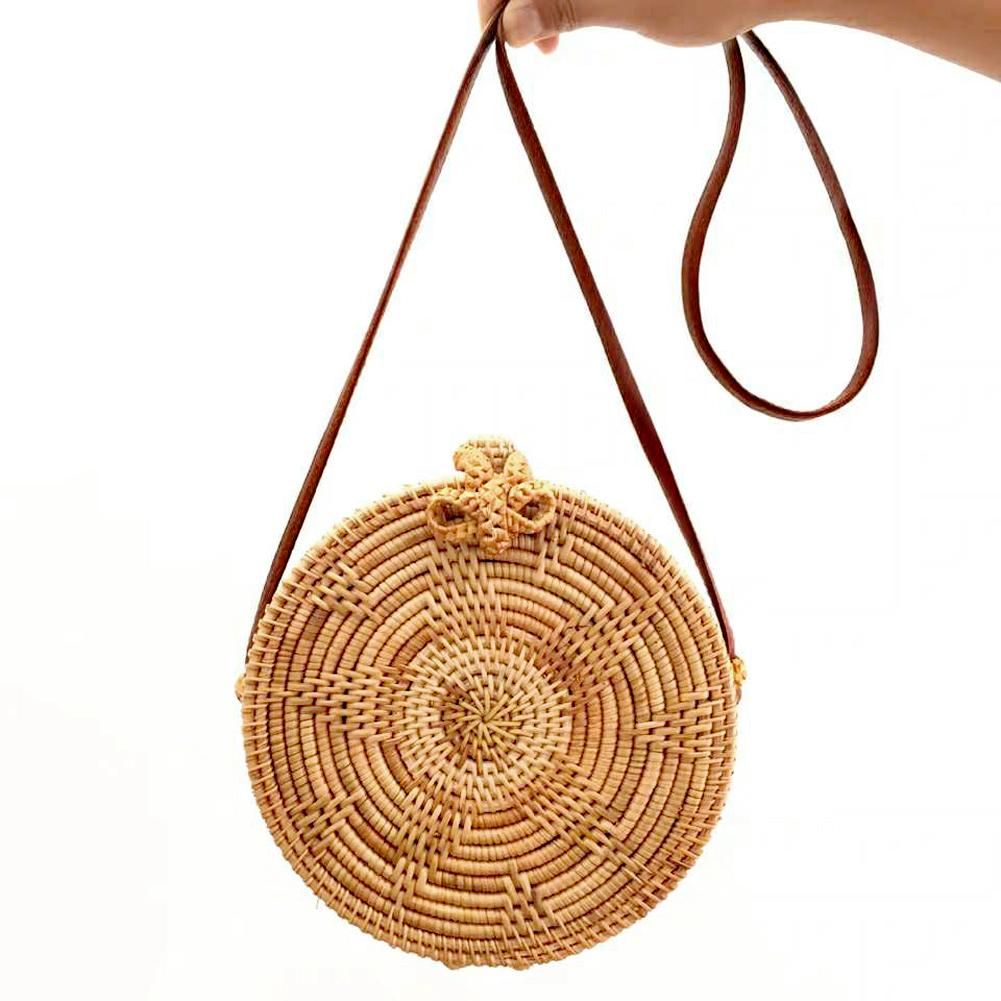 rattan round sling bag
