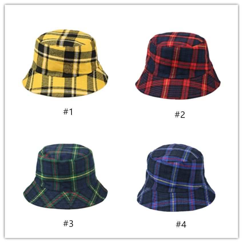 New Fashion Plaid Bucket Cap Cotton 