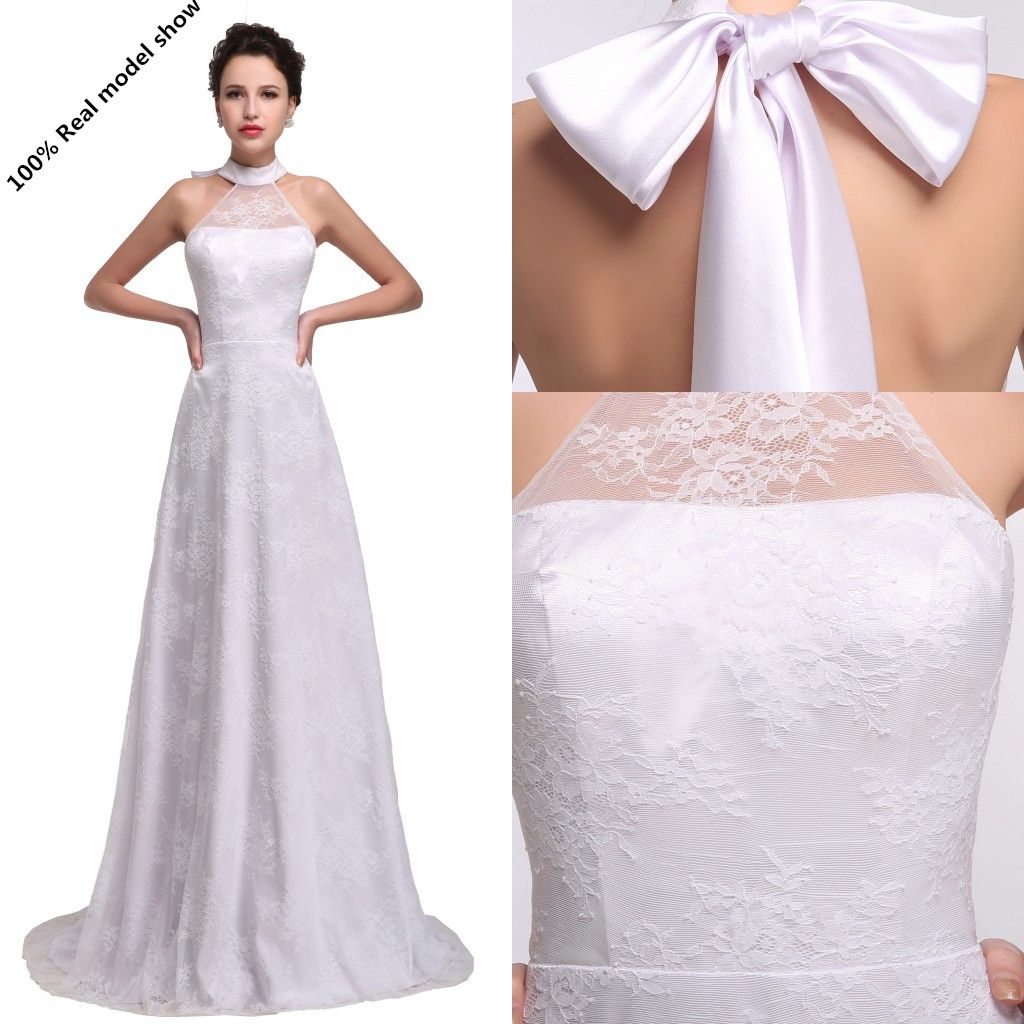 lace halter wedding gown