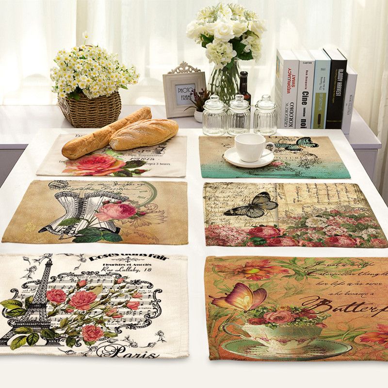 2020 42*32cm New Classical Cotton Linen Table Mat Art Insulation