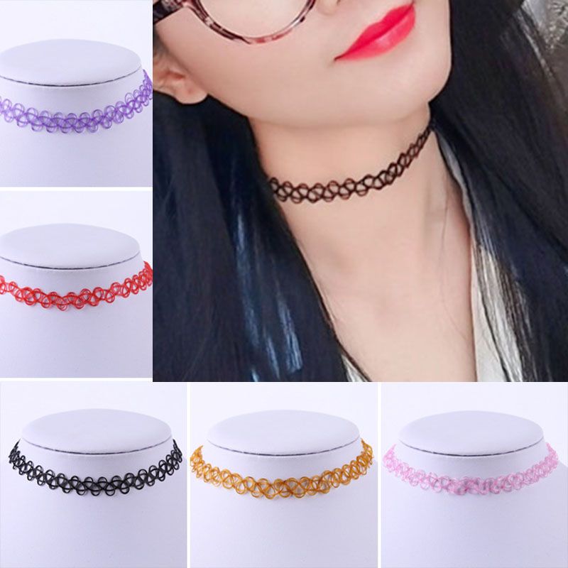 Choker Ladies Girls Stretchy Necklace Vintage Hip Various Colours UK FAST & FREE Choker Ladies Girls Stretchy Necklace Vintage Hip Various Colours UK FAST & FREE